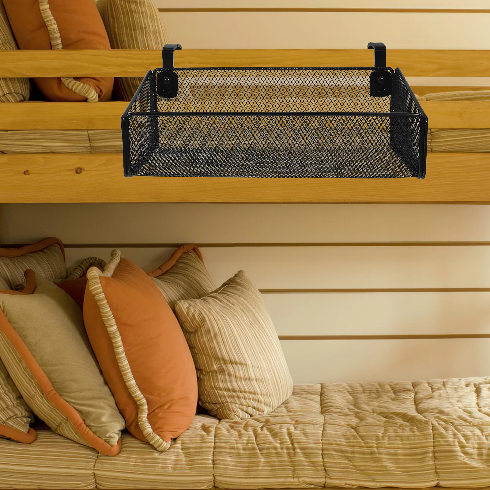 

Multipurpose Metal Hanging Basket for Bedside Wall Storage Wire Shelf with Hooks Organizer for Dorm Kitchen Bathroom Office