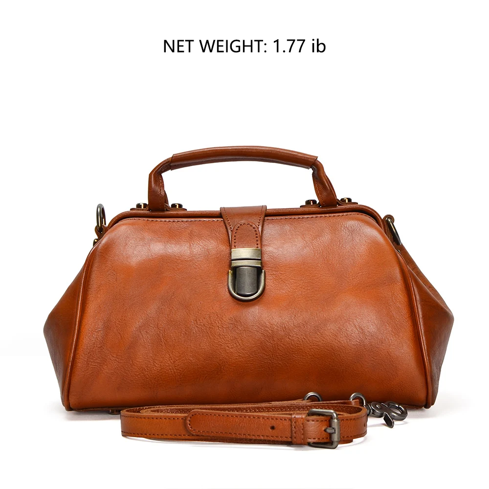 Doctor\'s bag Leather women\'s bag Vintage bag Handmade messenger bag Cowhide vegetable tanned leather 2023 new handbag