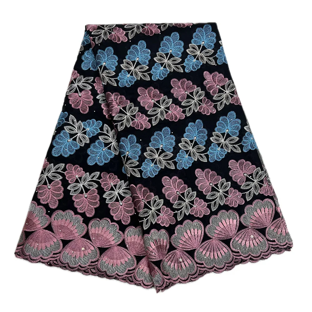 2025 Cotton Swiss Voile Lace Fabric Nigerian Dry Lace For Sewing Wedding Dress African Elegant High Quality 5 Yard Cotton Lace