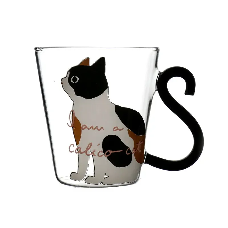

Creative Cute Cat Transparent Glass Cup for Coffee Milk Breakfast Cat Paw Cup Ins Home Furnishing Drinking Cup