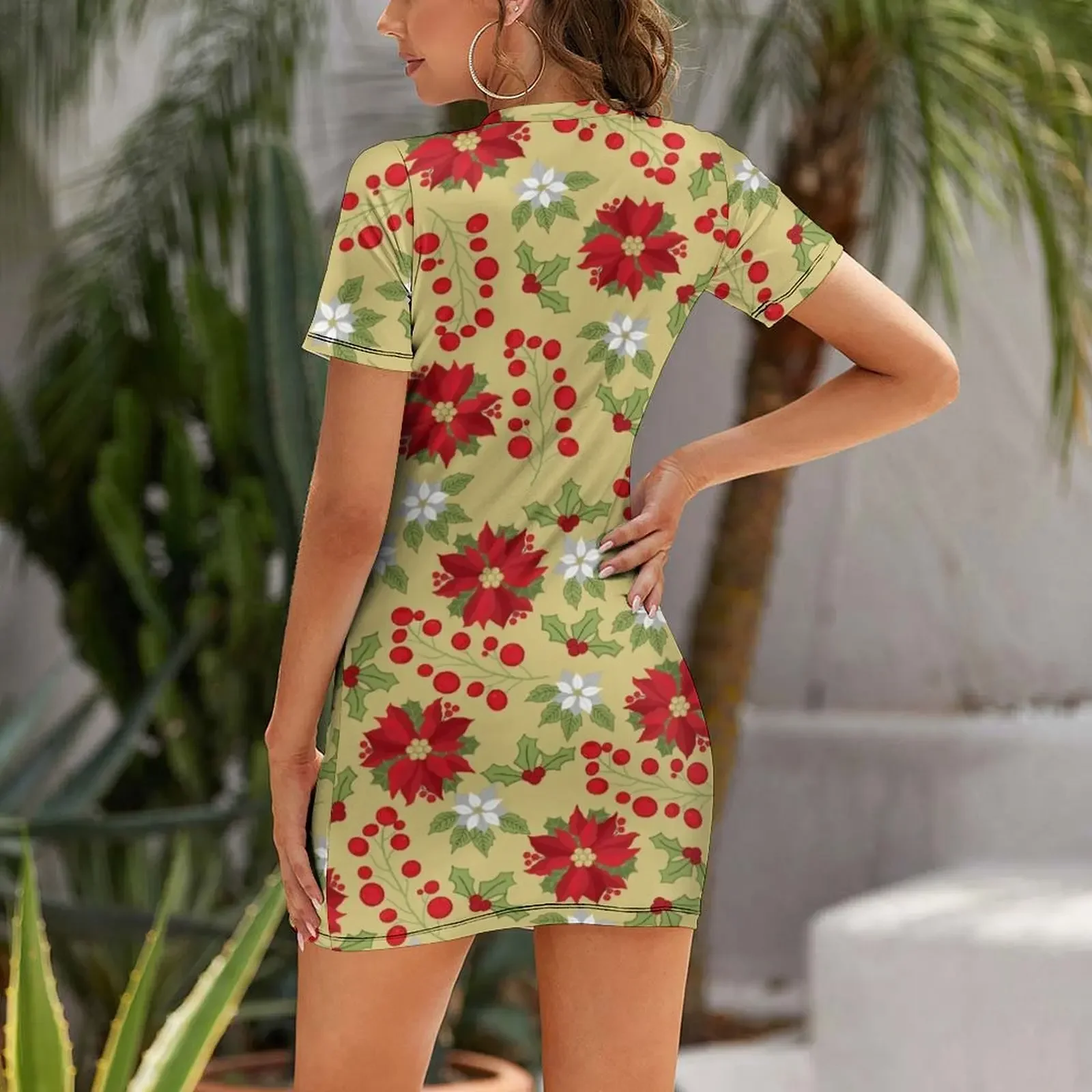 クリスマス花柄半袖ドレスレディースドレス女性用ドレス女性用ドレス
