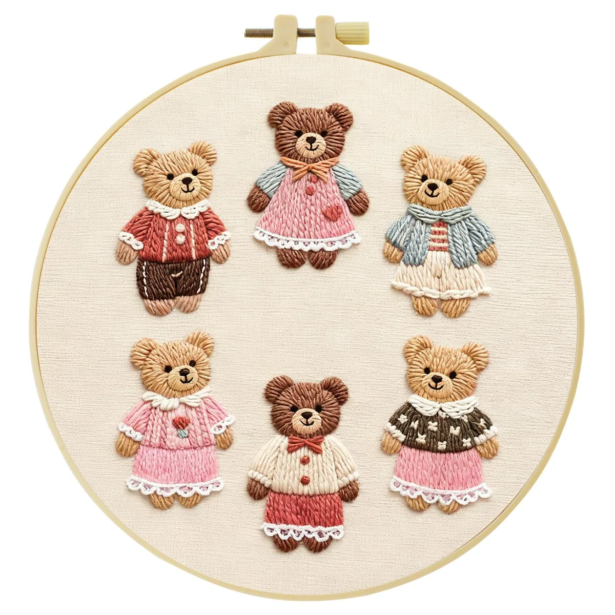 1 Stück 20X20CM/15X15CM 7,87/6,3 Zoll Bären-Stickerei-Starter-Kit DIY-Kit DIY-Stickerei-Set Handarbeiten Heimdekoration Malerei – Detail 4