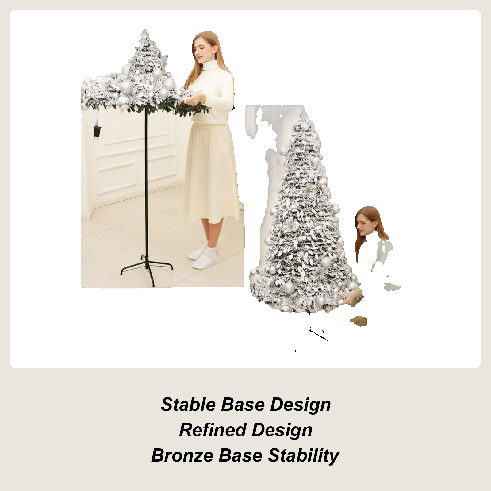 

Artificial Foldable Christmas Tree Home Decor Without Lights with Hanging Ornaments for Thanksgiving Holiday Birthday parties