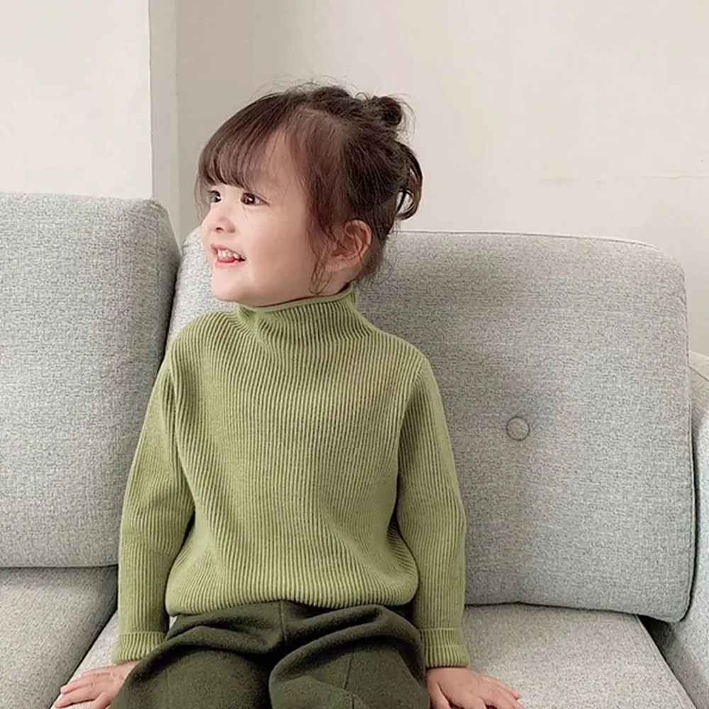 1-14 Years Toddler Kids Knit Sweaters for Girls Turtleneck Fall Warm Sweater Tops Baby Infant Soft Long Sleeve Pullover Sweater