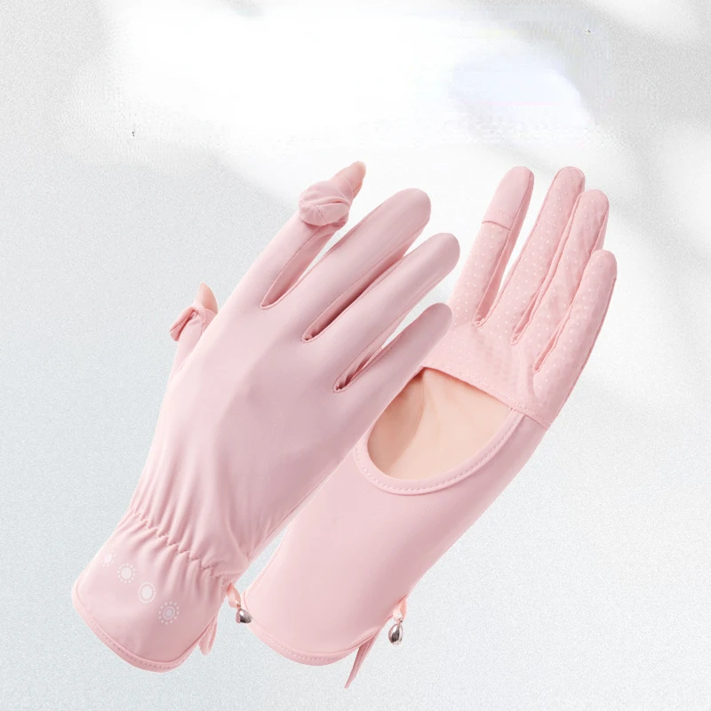 

Sunscreen Gloves for Women Summer New Palm Hollow Anti Slip Touch Screen UV Resistan Breathable Cool Feeling Ice Silk Gloves