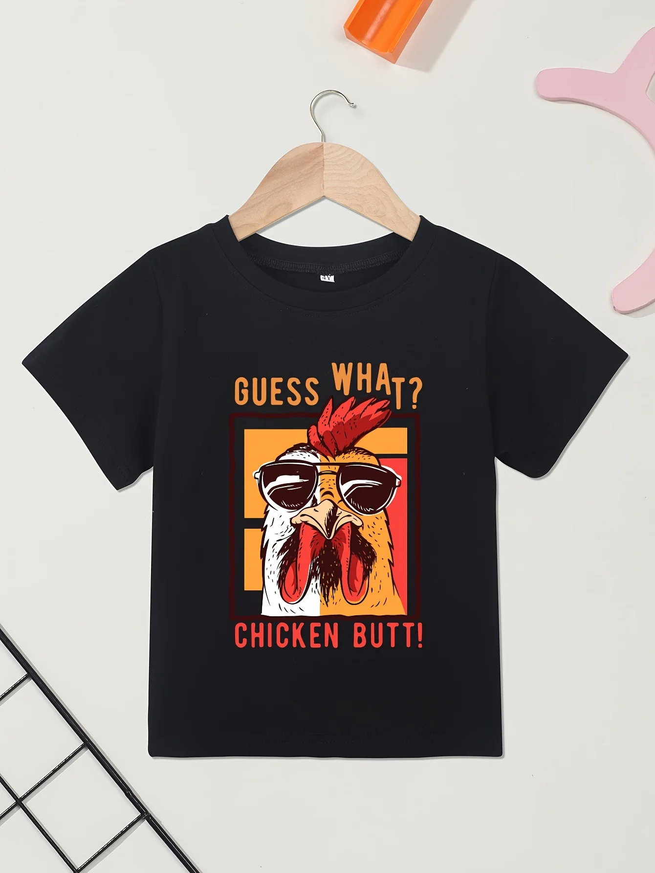 CHICKEN BUTT-T-shirt en coton pour garçons, haut décontracté à manches courtes, confortable, pour l'extérieur, été, 03/Wear