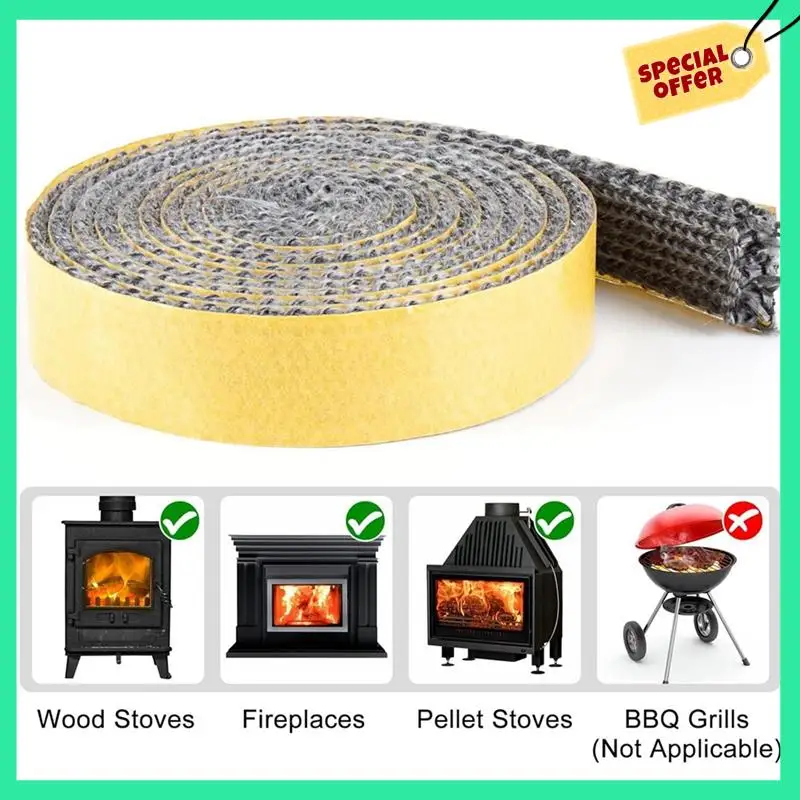 

-A14E High Temperature 2M Fibreglass Rope Wood Stove Door Seal Gasket Fireplace Seal Rope Wood Stove Gasket