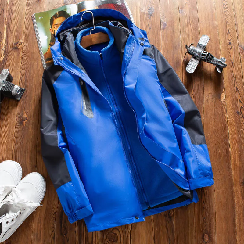 

Утепленная зимняя мужская куртка для активного отдыха, двухсекционный комплект с отстегивающимися элементами, водонепроницаемая, из хлопка и полиэфирного волокна, повседневная.