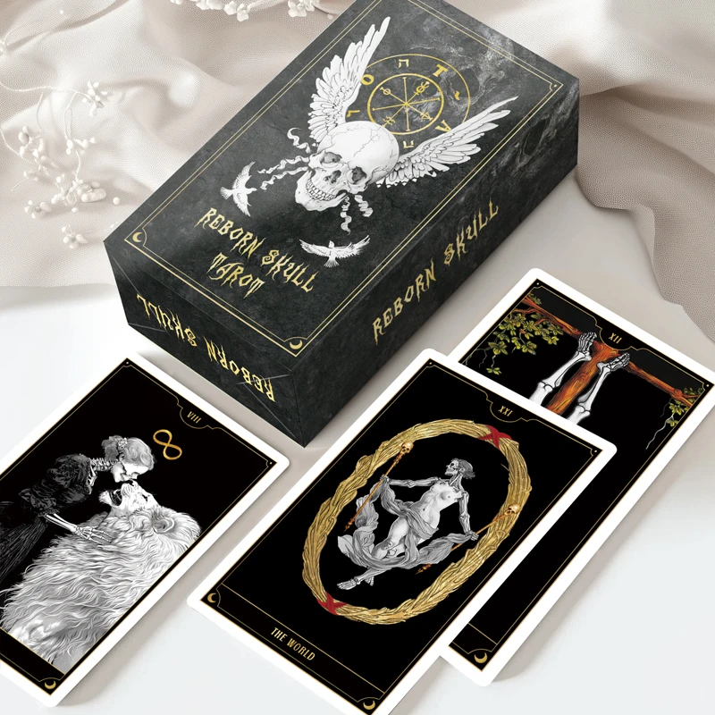 Cartes de tarot Skull Oracle Deck pour débutants, véritable jeu de société professionnel, 78 cartes, anglais, français, espagnol, russe, haute