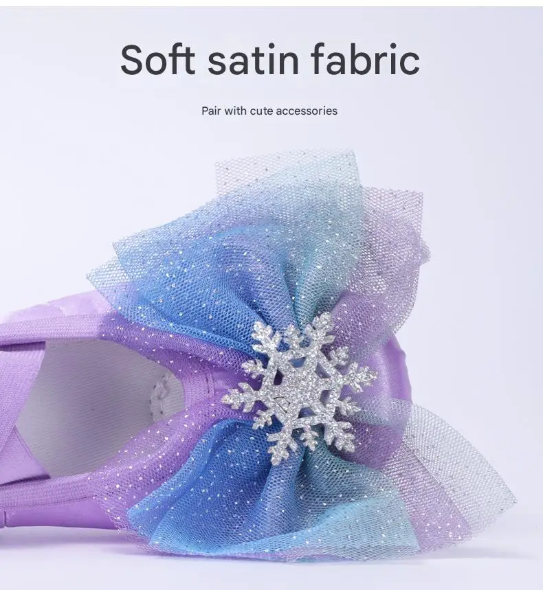 2026 Neue Satin-Tanzschuhe für Mädchen, Kinder und Erwachsene, Ballettschuhe für Frauen, Tänzerinnen, in Lila und Blau, Extravagant – Detail 4