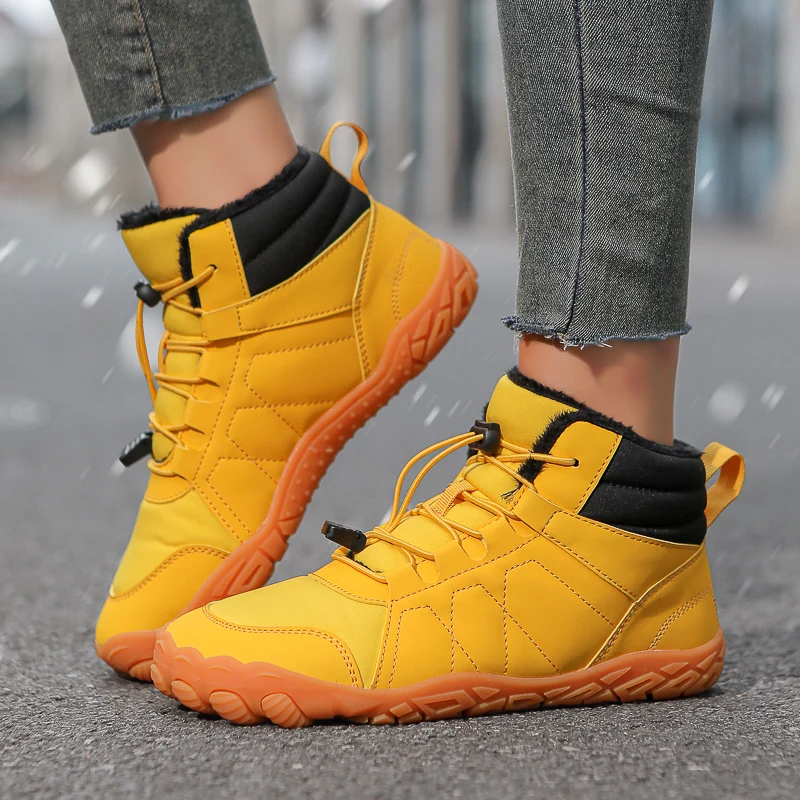 New Waterproof Winter Boots For Unisex Snow Barefoot Casual Shoes Outdoor Work Shoes Warm Fur Men Ankle Shoes Male Snow Boots