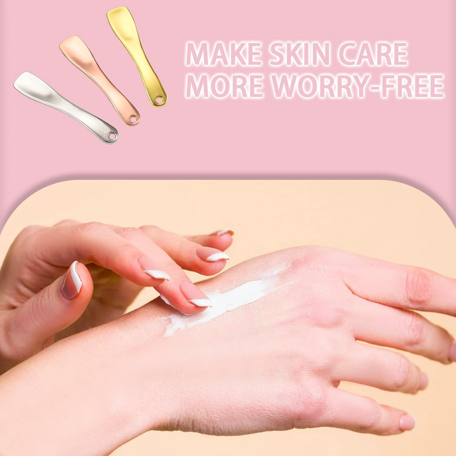 Outil de spatule de maquillage en métal luxueux et élégant – Cuillère élégante et pratique pour les soins de la peau et les cosmétiques – Idéal pour crèmes, lotions, a