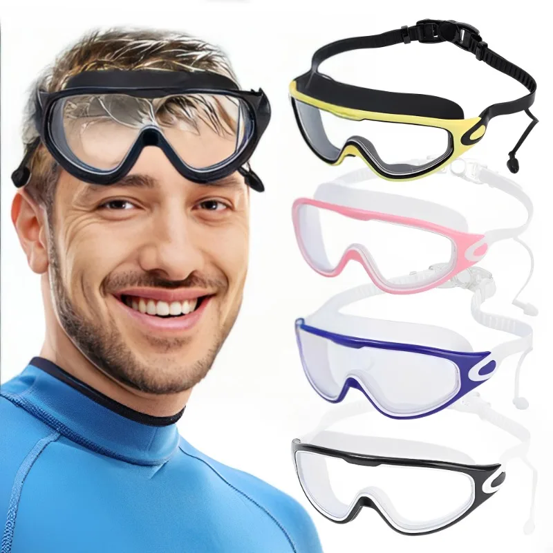 Flat Light Swimming Goggles Anti-fog Snorkeling Diving Swim Eyewear Waterproof Big Frame Glasses Men Women Swimming Accessories