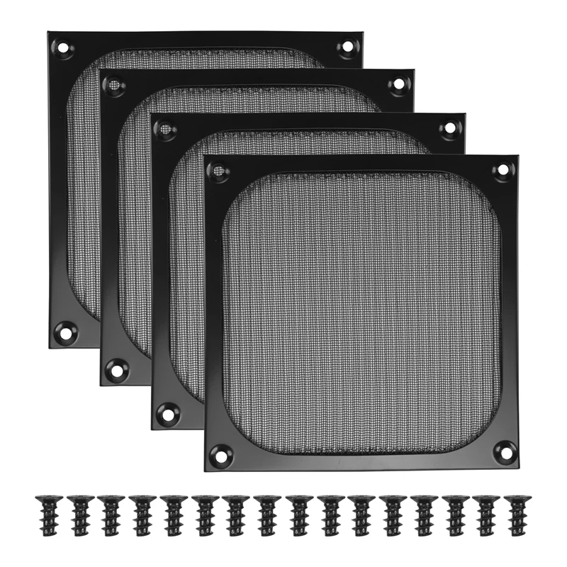 Top-140Mm Desktop Computer Case Fan Dust Filter Grills Dustproof Case Cover With Screws, Aluminum Frame Mesh, 4 Pack