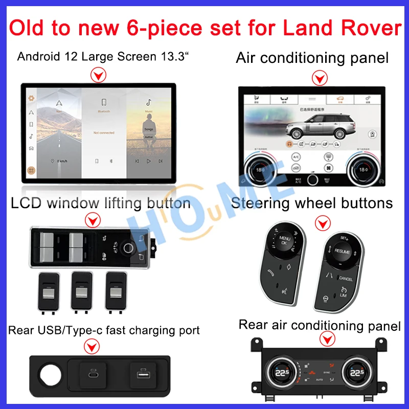 Qualcomm Android 12 Car Radio Multimedia Player GPS For Land Rover Range Rover Evoque LRX L538 VOGUE L405 Interior windows keys