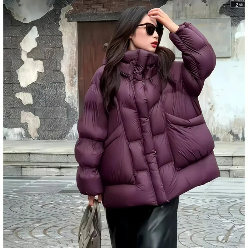 Puff Down Jacket Women's Winter Jacket Padded New Outerwear Hooded Versatile Loose Padding Thickened White Duck Down Warm Coat