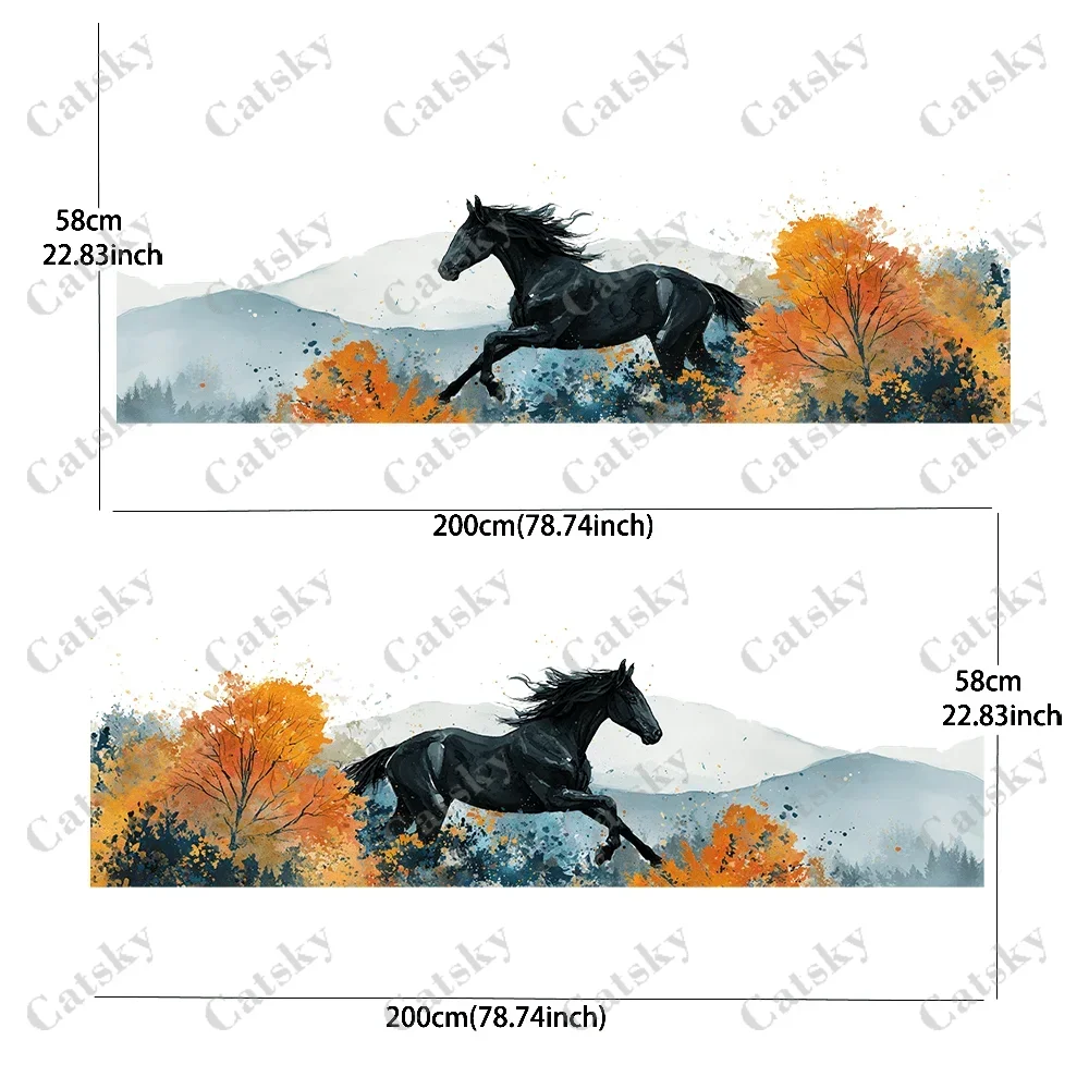 2pcs Black Horse Running Grass Car Vinyl Wraps Decal Self-adhesive PVC Sticker Suitable for Trucks Decor Auto Accessories Gift