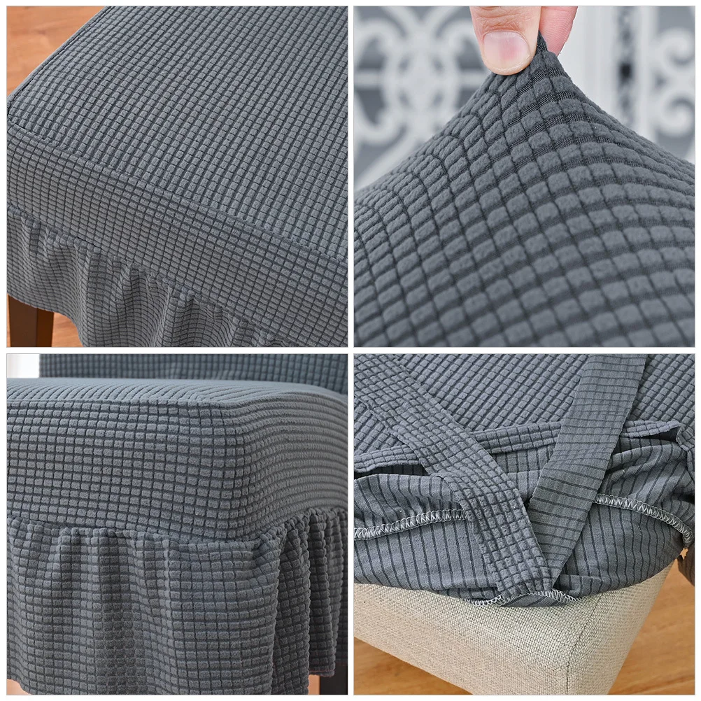 

Dining Chair Cover Stretchy Elastic Easy Fit Kitchen Chair Cover Wrinkle Resistant Slipcover with Skirt for Dining Room