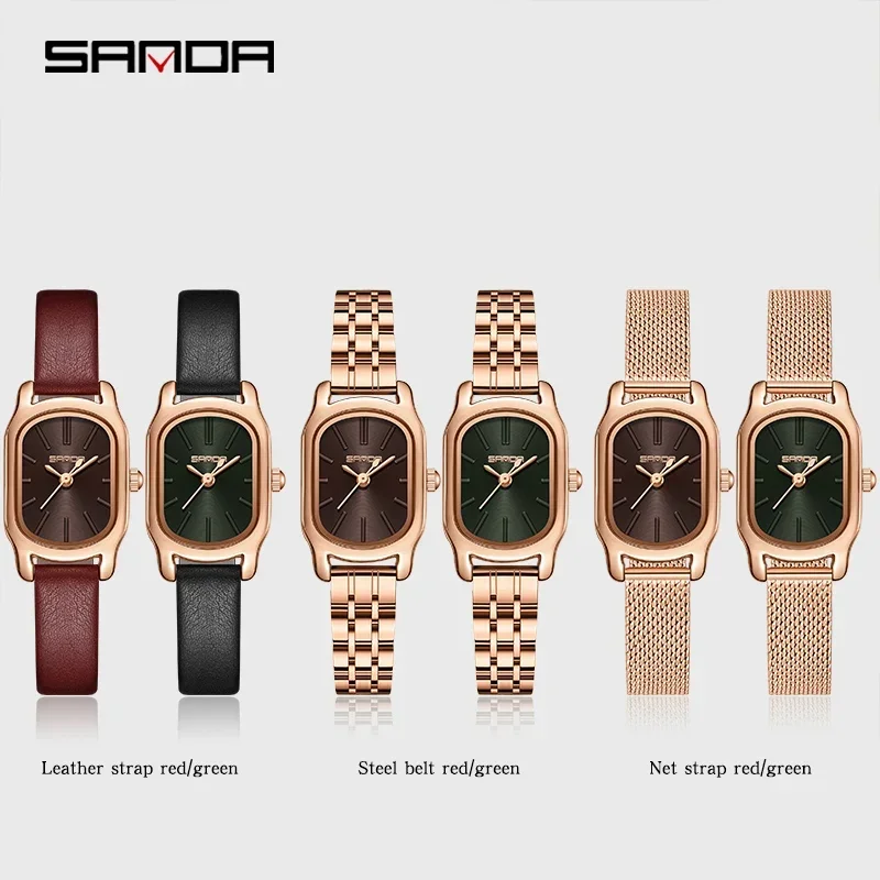 Sanda Fashion Rose Goud Stalen Band Quartz Vrouwen Horloges 2023 Nieuwe Kleine Wijzerplaat Design Casual Vrouwen Horloge 30M Waterdicht Reloj Mujer