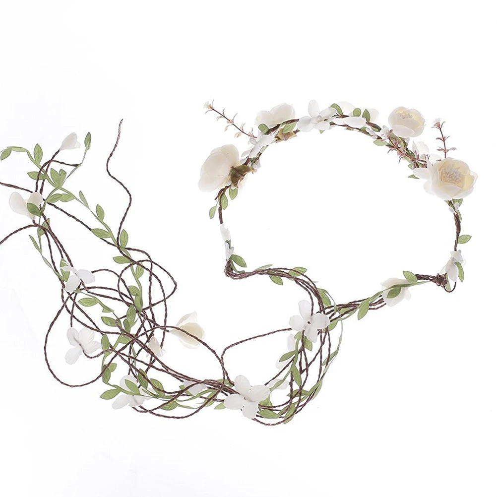 

Rattan Garland Headdress Floral Crown Wedding Hairband Bridal Headwear Girl Flower Headbands Adjustable Size Natural