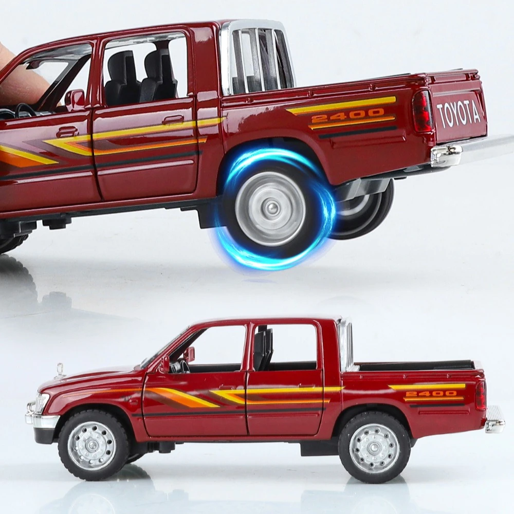 1:32 トヨタハイラックスオフロード車高シミュレーションダイキャストメタル合金モデルカープルバックサウンドライト車子供のギフト