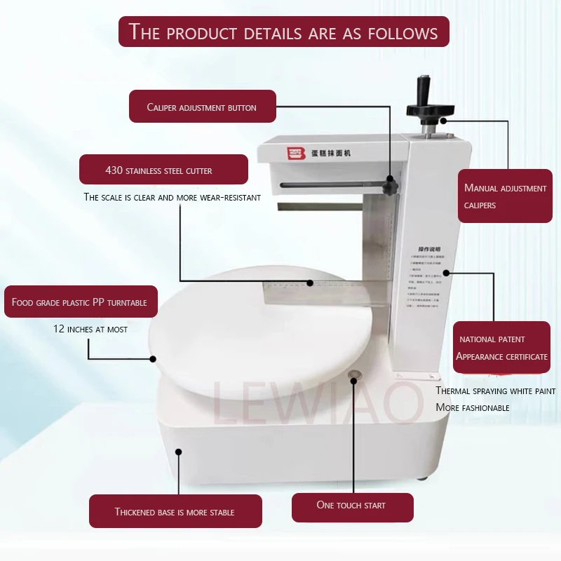 Maschine zur Herstellung von Geburtstagskuchen, Creme, Brot, Dekoration, glatte Beschichtung, Spreizwerkzeug, automatischer Schaber, Spatel