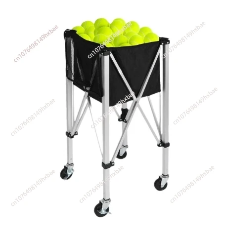 Foldable Tennis Ball Hopper Sport Training Supplies Pick Up Basket Tennis Ball Cart with Wheels