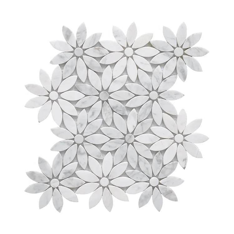 

White marble mosaic tiles flower shape home furniture luxury new design furniture luxury decoration flower pattern