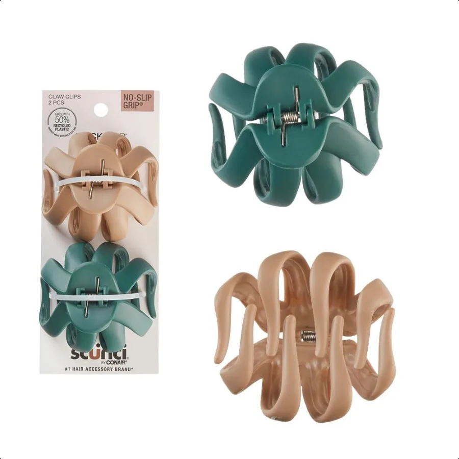 

Заколки для волос Scunci by Jaw, аксессуары для волос для женщин, заколки для густых волос, зажим для когтей, зажим для осьминога, бежевый, зеленый, 2 шт.