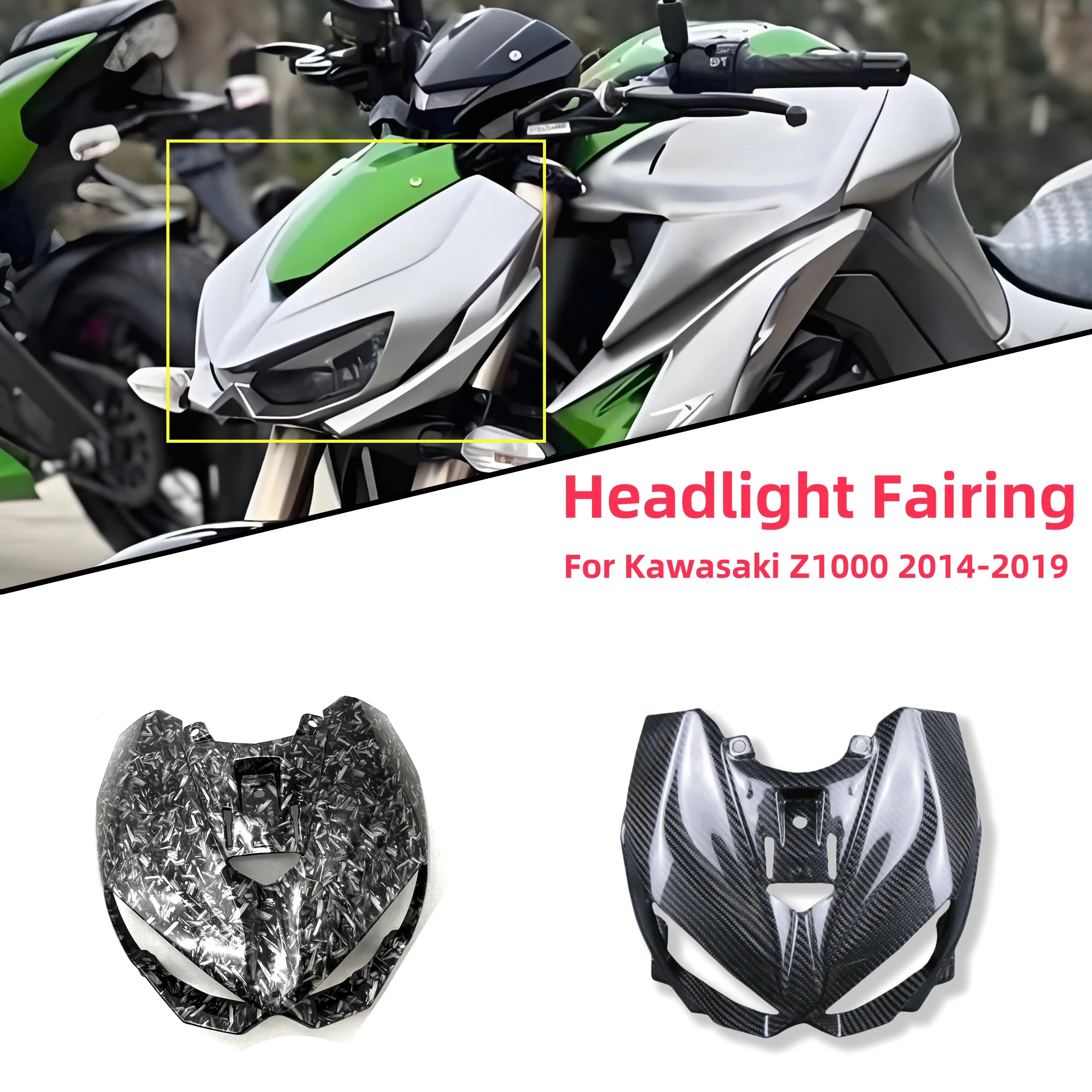 

For Kawasaki Z1000 z1000 2014 2015 2016-2019 Front Headlight Fairing Cowl Upper Cover Motorcycle Front Nose Bodywork Parts Kit