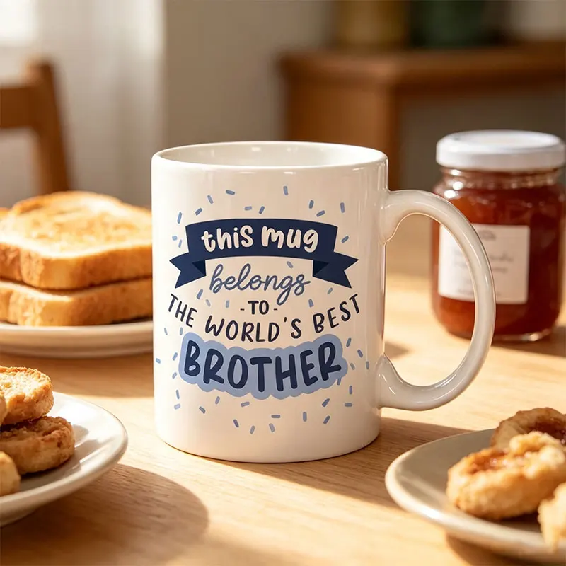 11 oz Ceramic Coffee Mug - Multifunctional Reusable Cup, Gift for Brothers, Valentine's Day Gift, Dishwasher and Microwave Safe, Durable, Fan-Favorite Item, Fun Gift for Friends, Perfect for Coffee Lovers | Interesting Cup Design, Durable Water Bottle