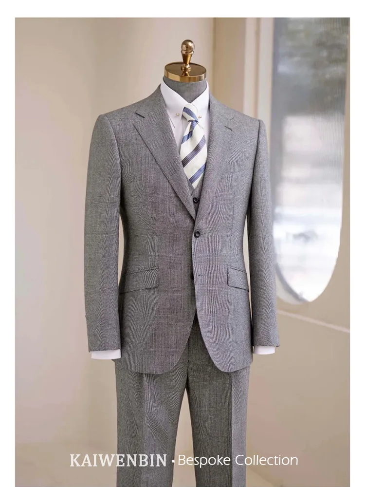 

Mes's Suits PoW Check Superfine Wool Pure Half-canvas Casual Business Custom Made High Quality Wedding