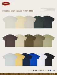 ZODF Basic 2024 Men's Solid 280gsm Cotton T Shirt Unisex Women Summer Loose Oversozed O-Neck T Shirt Brand Tops Tees HY0765