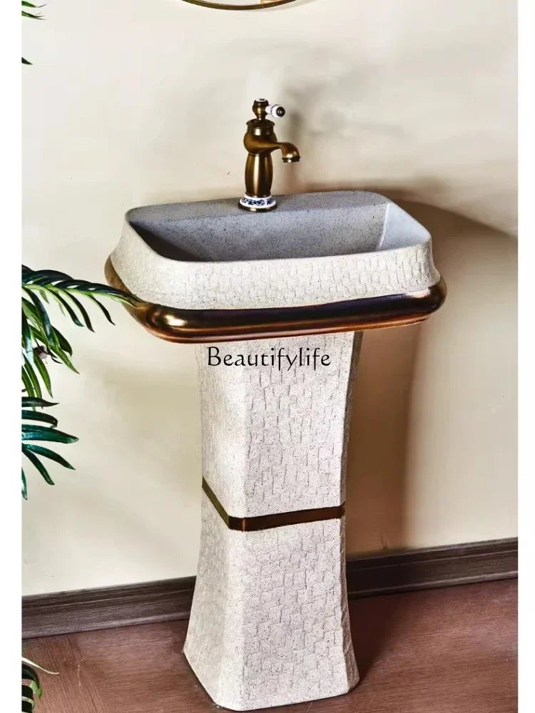 FG-*Carved Phnom Penh Stone Pillar Basin Garden Vintage Washbasin Washbasin Outdoor