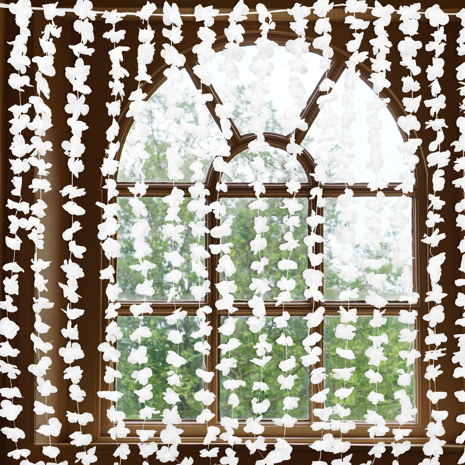 

Flower Curtain Backdrop Artificial Beaded Drape White Floral Wall Decor For Wedding Party Indoor Outdoor Events Elegant