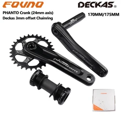 Fovno Crank 170MM 175MM 24MM Axis BSA Deckas 3MM Offset Chainring 30T 32T 34T 36T 38T MTB Bike Riding Black Red CNC Crankset