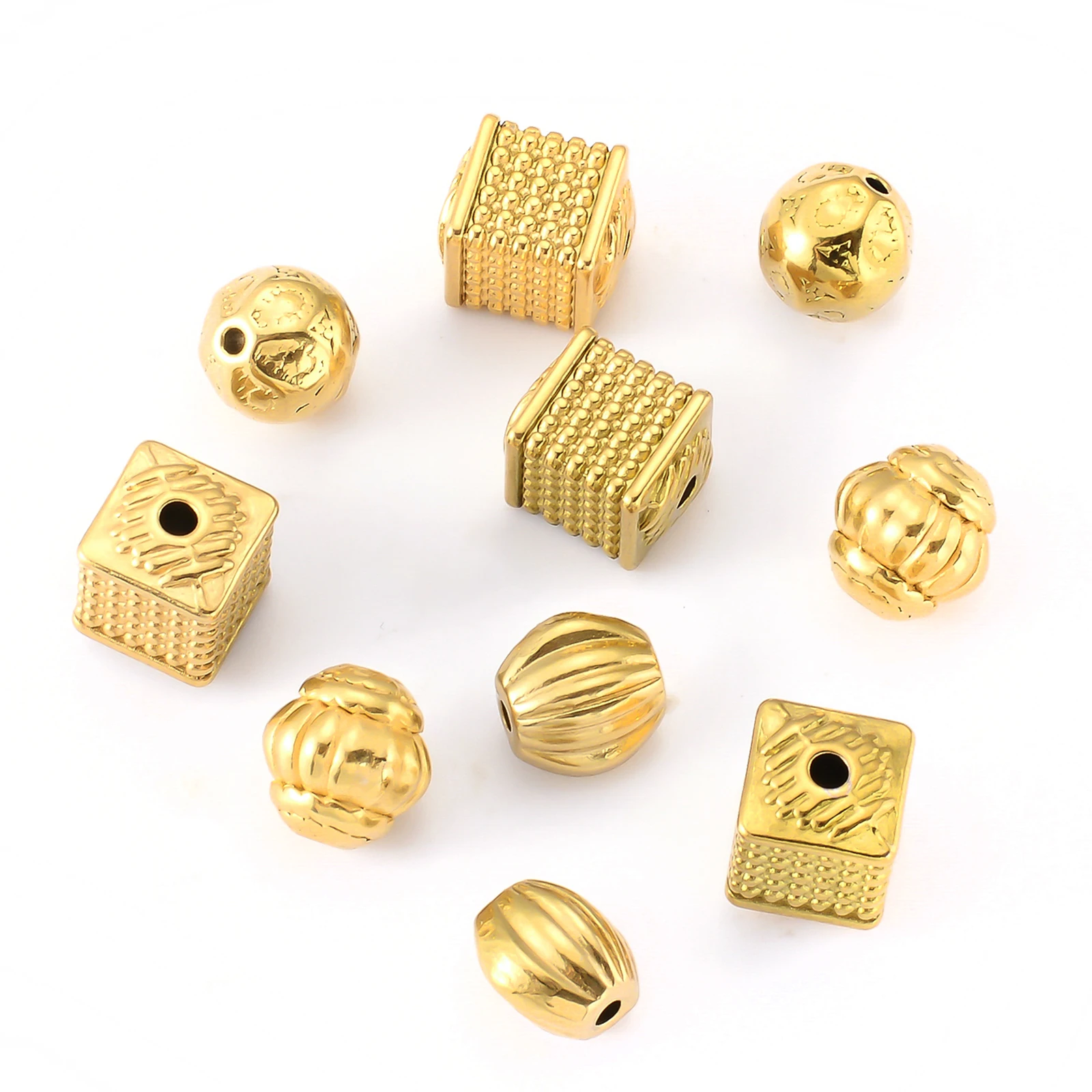 8Pcs Stainless Steel 2mm Plated Gold Color Spacer Beads Charm Loose Beads DIY Bracelets Beads for Jewelry Making Wholesale