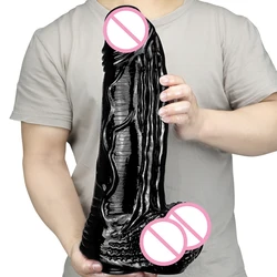 39*10CM Huge Black Dildo with Suction Cup Monster Dildo Realistic Penis Female Fast Orgasm Masturbator Big Dick Adult Sex Toys