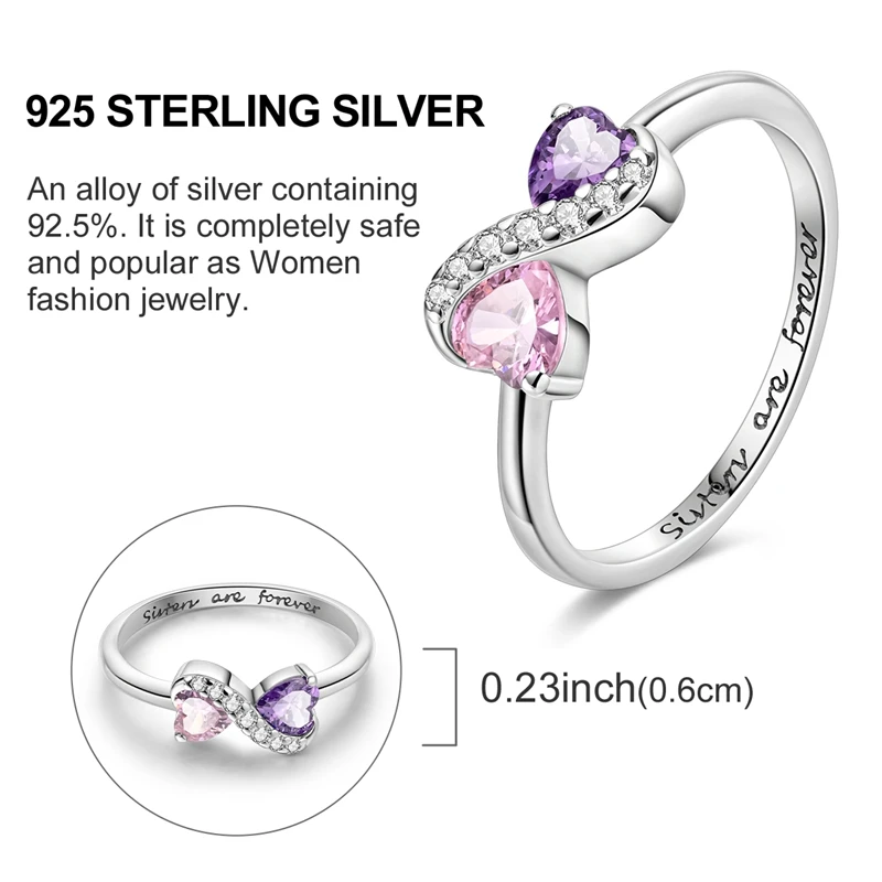 Women's Classic 925 Silver Heart Ring, Gift for Sister