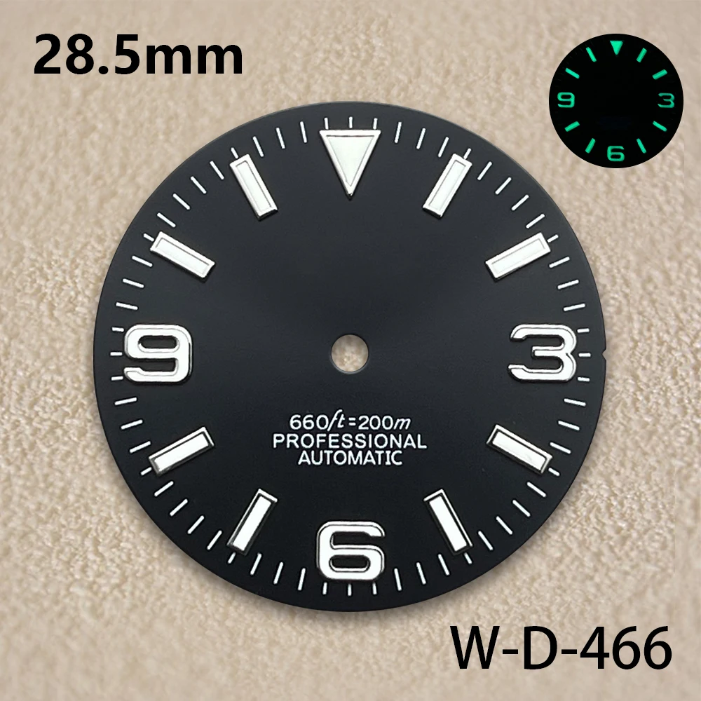 Cadran Ex Plorer avec Logo S, 28.5mm, adapté au mouvement japonais NH35/NH36, vert lumineux, rayons solaires, haute qualité, accessoires modifiés