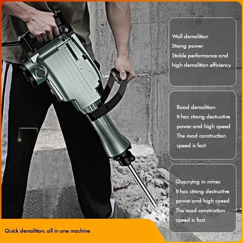 1600W Heavy Duty Electric Demolition Hammer Electric Pick Drill Breaker Stone Rock Drilling Machine for Road Concrete Demolition view 4