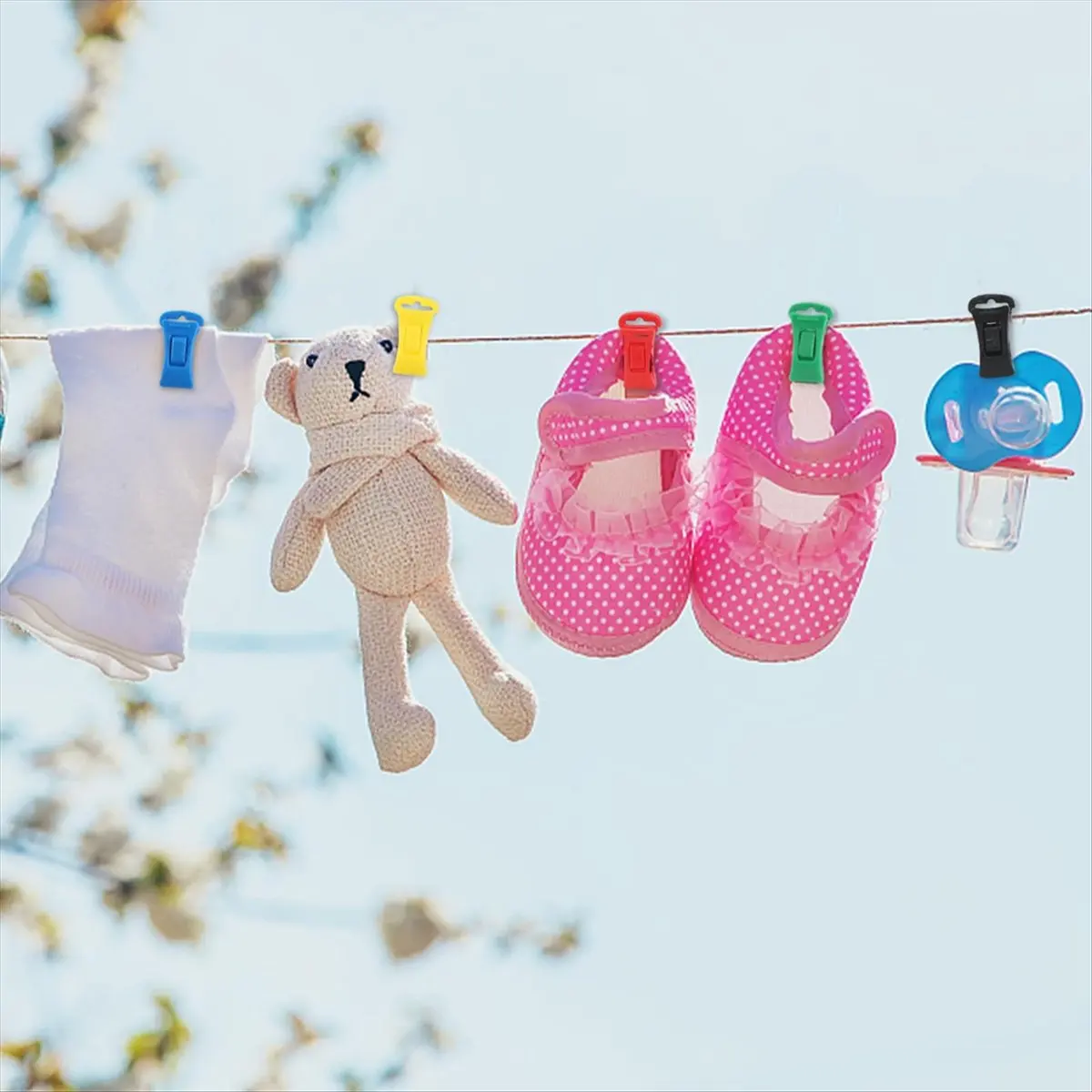 B-est 100 Sock Clips for Washing Machine and Dryer with Hooks, Portable Hook Sock Clips Directly in the Drawer Without Folding