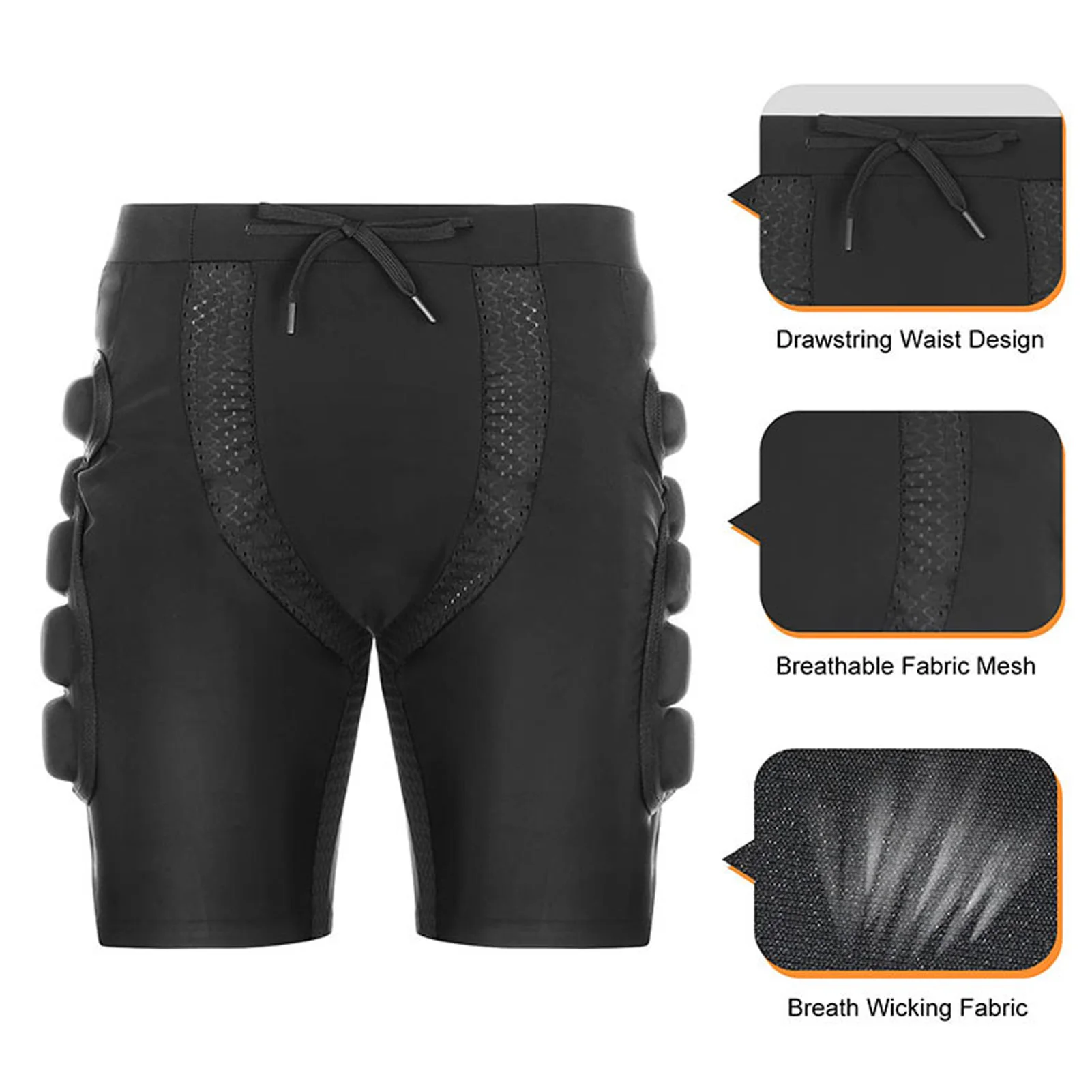 3D Padded Protective Shorts Breathable Thickened Pad Hip Butt Short Pants for Skiing Skating Protective Shorts for Skateboarding