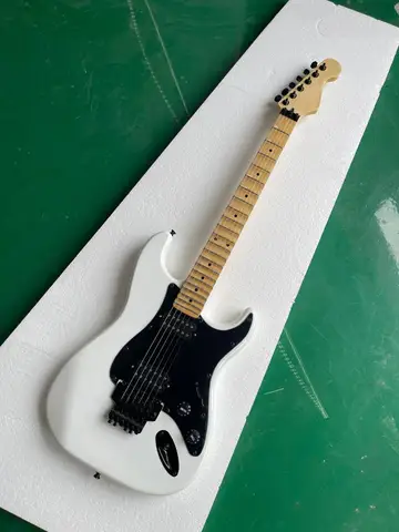White Body Electric Guitar with Maple Scalloped Fretboard,Black Hardware,Provide customized service