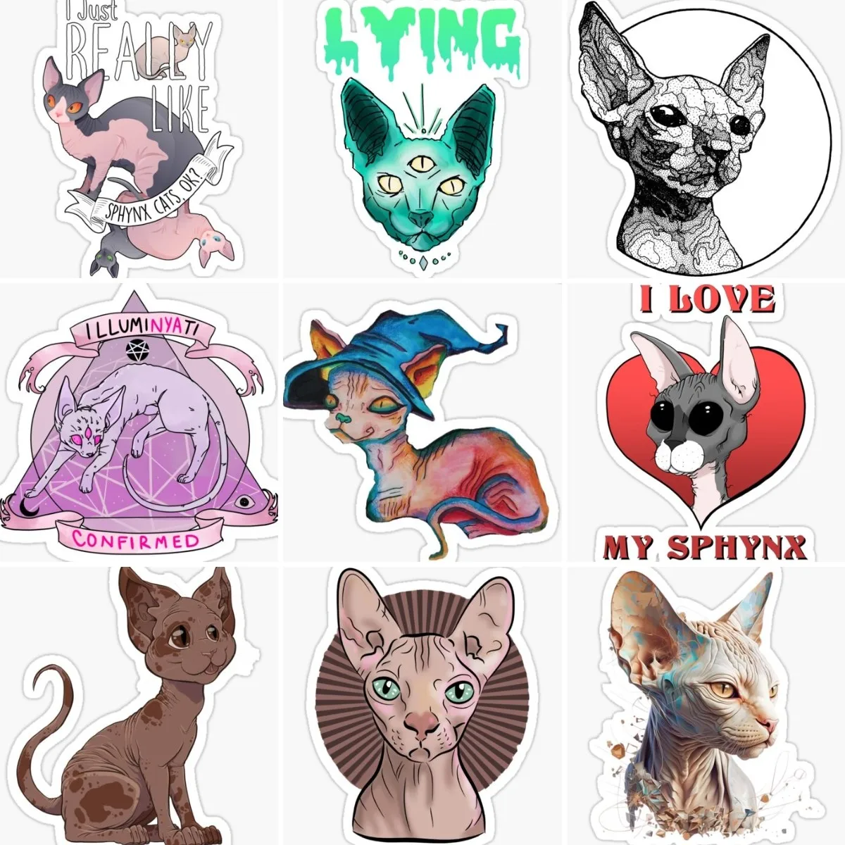 

Sphinx Hairless Cat Color Creative Sticker Laptop Camper Van Bicycle Motorcycle Accessories Car Window Wall Truck Door PVC Decal