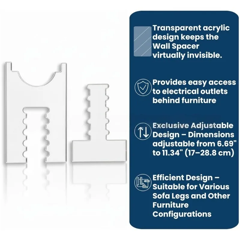 【HOT-SELLING!】2Pack Couch Spacers Furniture Protectors Stoppers To Prevent Sliding Wall Spacers, Under-Couch Stoppers, Protects