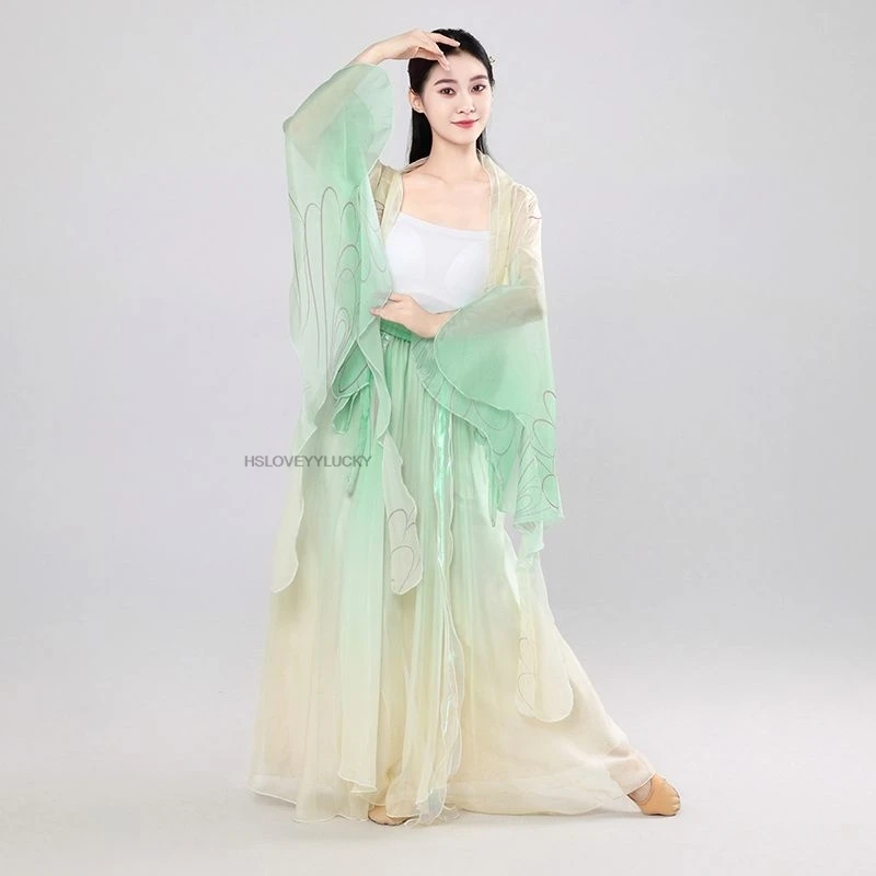 Classical Dance Cheongsam Dress Woman Chinese Style Improved Elegant Hanfu Gauze Dress Dance Performance Training Dress