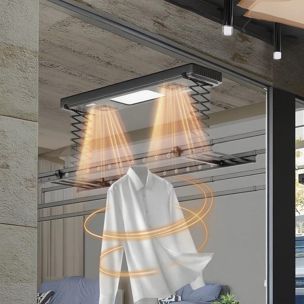 Rack de secagem de roupas elétrico com economia de espaço de venda quente para varanda de apartamentos