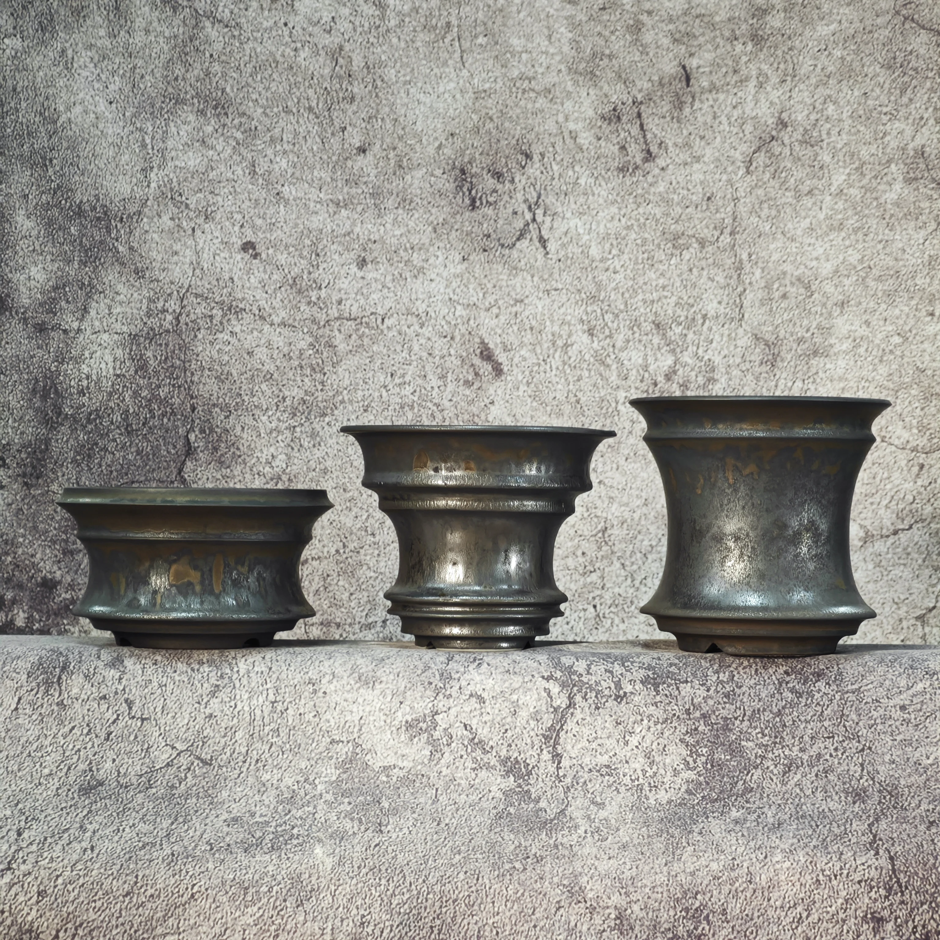 Echeveria Succulent - Handmade Black Gold Ceramic Caudex Planter