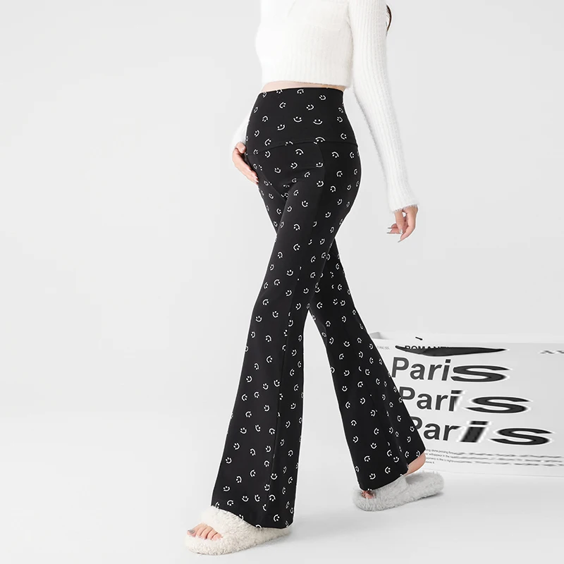 Pregnant Women's Bell-bottoms for Spring Summer 2026 Belly-supporting Smiling Face Slightly Flared Boot Cut Thin Maternity Pants - view 3